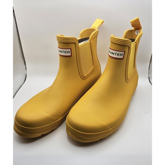 Hunter Original Chelsea Boot Short Waterproof Yellow Rain Boots Women's Sz 9 NEW - Picture 1 of 9